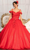 Elizabeth K GL1988 - Sweetheart Floral Prom Ballgown Special Occasion Dress XS / Red11