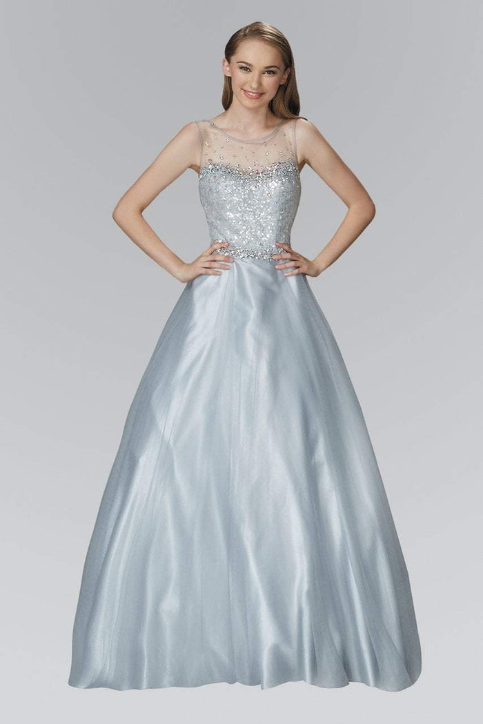 Elizabeth K - GL2111 Embellished Sheer Bodice and Back Tulle Gown ...