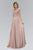 Elizabeth K - GL2119 Bead Embellished V-Neck Chiffon Gown Special Occasion Dress XS / Tan