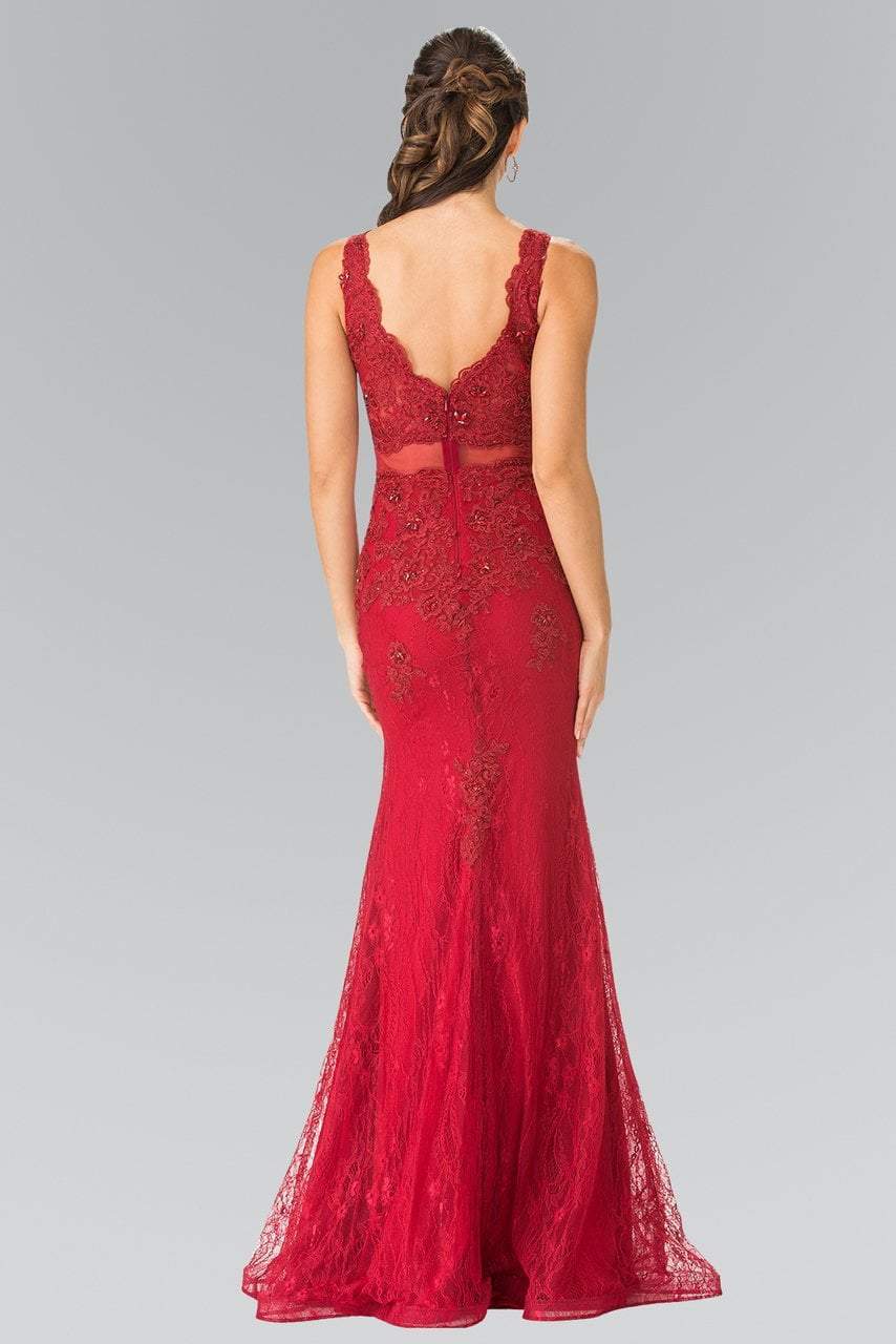 Elizabeth K - GL2240 Laced V-Neck Trumpet Gown – Couture Candy