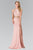 Elizabeth K - GL2265 Sequined Halter Long Dress with Slit Special Occasion Dress XS / Blush