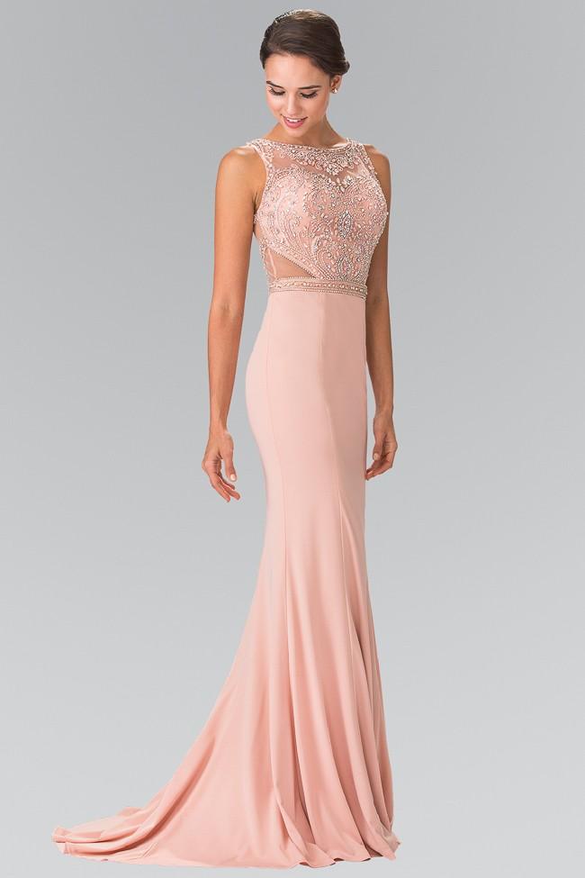 Elizabeth K - GL2267 Sleeveless Beaded Long Dress Special Occasion Dress XS / Blush