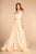 Elizabeth K - GL2531 Sleeveless Sheer Lace Applique Back Satin Gown Special Occasion Dress XS / Champagne
