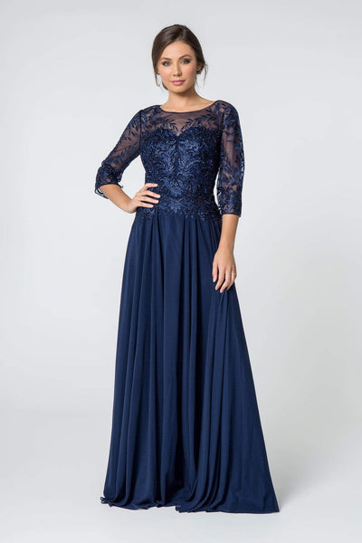 Elizabeth K - GL2810 Embroidered Bateau Chiffon A-line Gown – Couture Candy