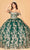 Elizabeth K GL3077 - Golden Appliqued Ballgown Special Occasion Dress XS / Green