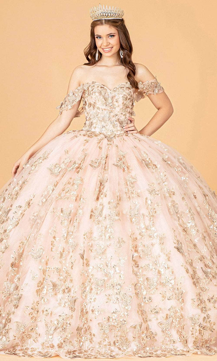 Elizabeth K GL3077 - Golden Appliqued Ballgown Special Occasion Dress XS / Rose Gold