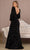 Elizabeth K GL3122 - Long Sleeve Sequin Evening Dress In Black