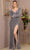 Elizabeth K GL3122 - Long Sleeve Sequin Evening Dress Special Occasion Dress XS / Silver