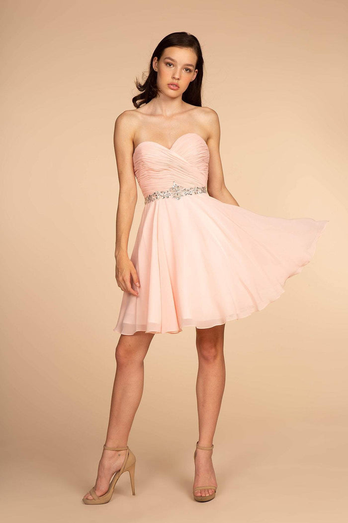 Elizabeth K - GS1637 Ruched Sweetheart A-Line Cocktail Dress Special Occasion Dress XS / Blush