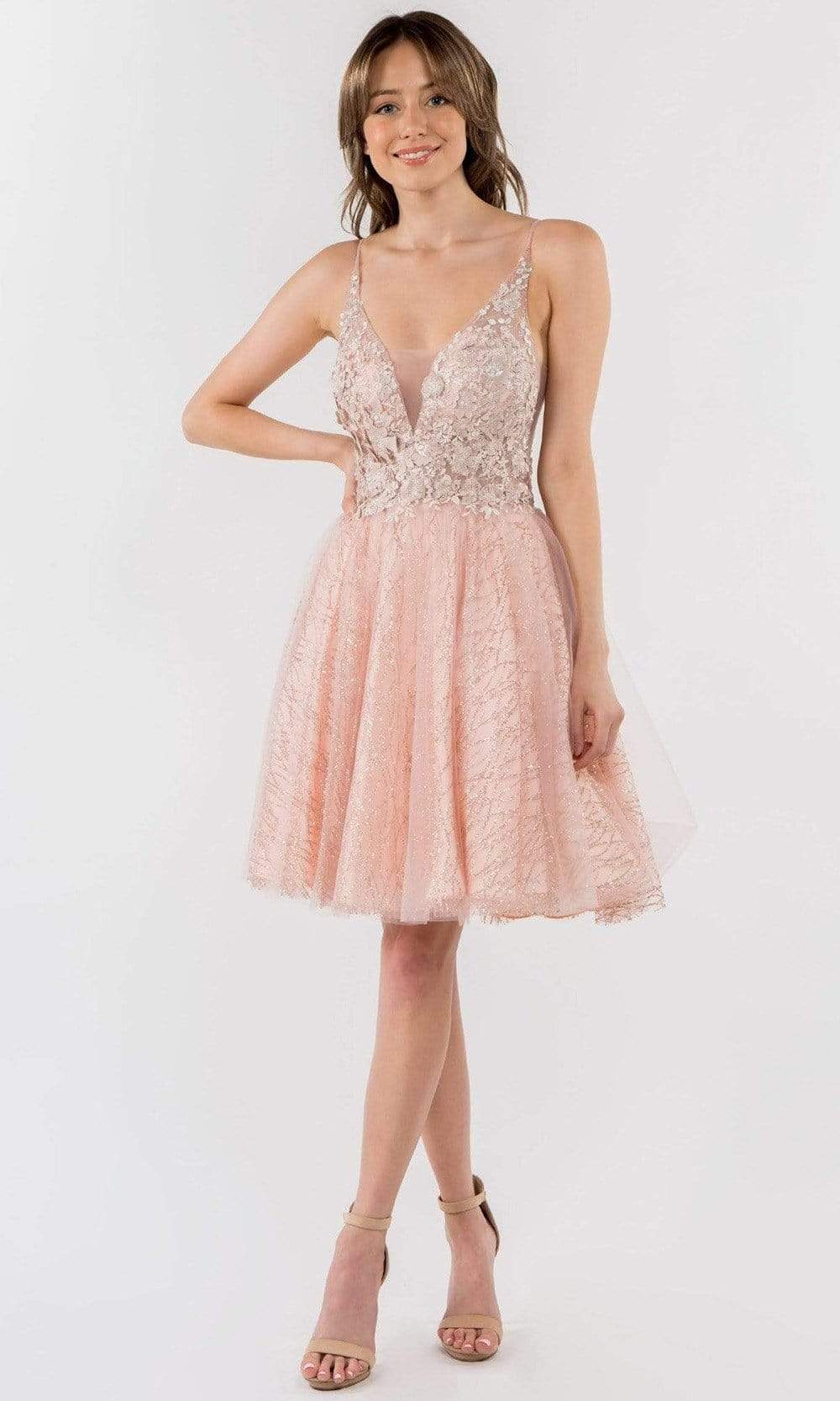 Elizabeth K - GS1979 Spaghetti Strap Applique A-Line Dress – Couture Candy