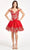 Elizabeth K GS1997 - Glitter V-Neck Cocktail Dress Special Occasion Dress XS / Red