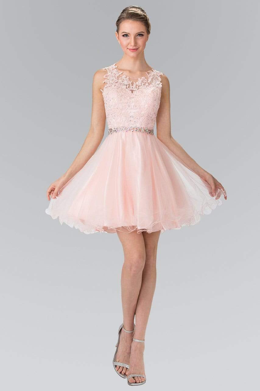 Elizabeth K - GS2375 Lace Illusion A-Line Tulle Short Dress – Couture Candy