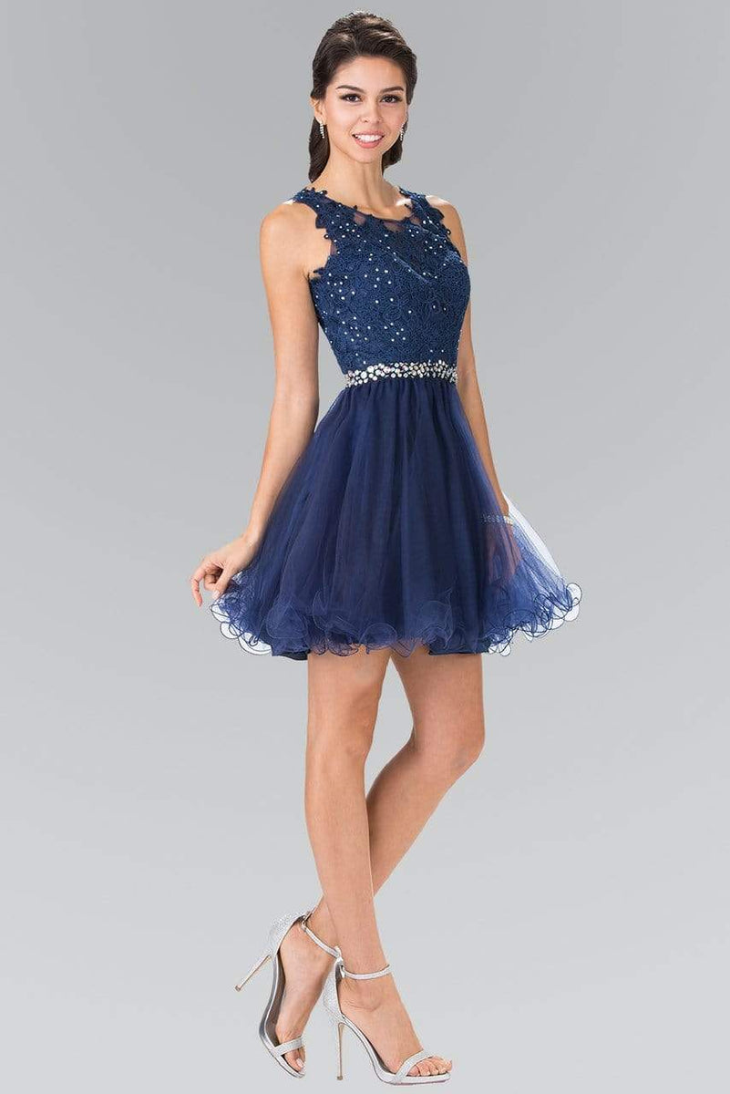 Elizabeth K - GS2375 Lace Illusion A-Line Tulle Short Dress – Couture Candy