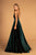 Elizabeth K - Illusion Plunging Velvet Long Gown GL2584 CCSALE L / Green