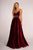 Elizabeth K - Illusion Plunging Velvet Long Gown GL2584 CCSALE XL / Burgundy