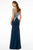 Elizabeth K - Metallic Lace Appliqued Bodice Dress GL1839 - 1 pc Navy/Silver In Size L Available CCSALE L / Navy/Silver