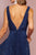 Elizabeth K - Pleated Deep V-Neck A-line Dress GL2687 - 1 pc Navy in Size S Available CCSALE