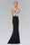 Elizabeth K Sequined Embellishment V-Neck Gown GL1384 CCSALE M / Black