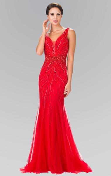 Elizabeth K Sleeveless V-Neck Mermaid Gown GL2344 - 1 pc Red in Size M Available CCSALE M / Red