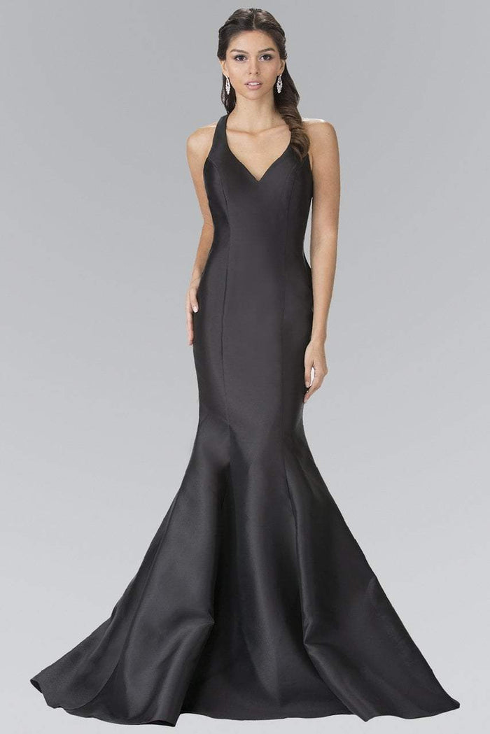 Elizabeth K V-Neck Mermaid Mikado Evening Gown GL2224 CCSALE M / Black