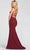 Ellie Wilde EW122088 - Strappy Back Beaded Prom Gown Prom Dresses 00 / Wine