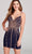 Ellie Wilde EW22053S - Plunging V-Neck Sleeveless Dress Special Occasion Dress 00 / Navy/Rose Gold