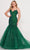 Ellie Wilde EW34011 - Glitter Plunging V Neckline Evening Dress Pageant Dresses 00 / Emerald