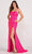 Ellie Wilde EW34015 - Scoop Neck Shimmer Sheath Gown Evening Dresses 00 / Hot Pink