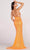 Ellie Wilde EW34022 - Outlined Asymmetric High Slit Gown Evening Dresses