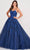 Ellie Wilde EW34026 - Glitter Stone Embellished Ballgown Ball Gowns 00 / Navy