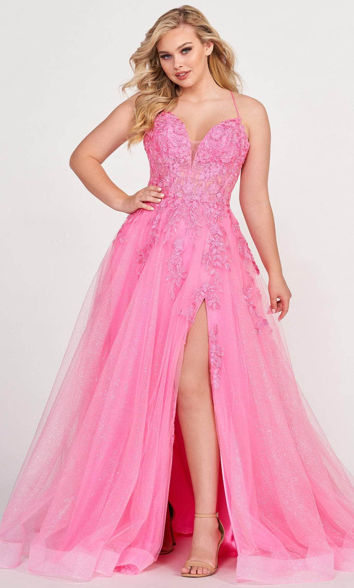 Ellie Wilde EW34042 - Sweetheart Floral Lace Evening Gown Prom Desses 00 / Hot Pink