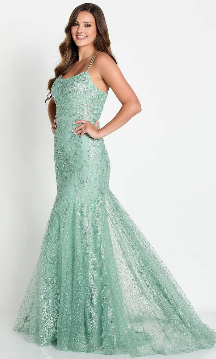 Ellie Wilde EW34045 - Scoop Neck Sequin Prom Gown Prom Dresses 00 / Sage