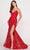 Ellie Wilde EW34057 - V neck Corset back Evening Dress Evening Dresses 00 / Red