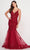 Ellie Wilde EW34067 - Embroidered Trumpet Prom Dress Prom Dresses 00 / Wine