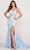 Ellie Wilde EW34068 - Lace Appliqued Sheath Evening Dress Evening Dresses 00 / Lt.Blue