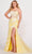 Ellie Wilde EW34068 - Lace Appliqued Sheath Evening Dress Evening Dresses 00 / Lt Yellow