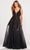 Ellie Wilde EW34070 - Floral 3D Detailed Tulle A-line Gown Evening Dresses 00 / Black