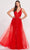 Ellie Wilde EW34070 - Floral 3D Detailed Tulle A-line Gown Evening Dresses 00 / Red