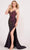 Ellie Wilde EW34074 - Glitter Beaded Slit Evening Dress Evening Dresses 00 / Blackberry