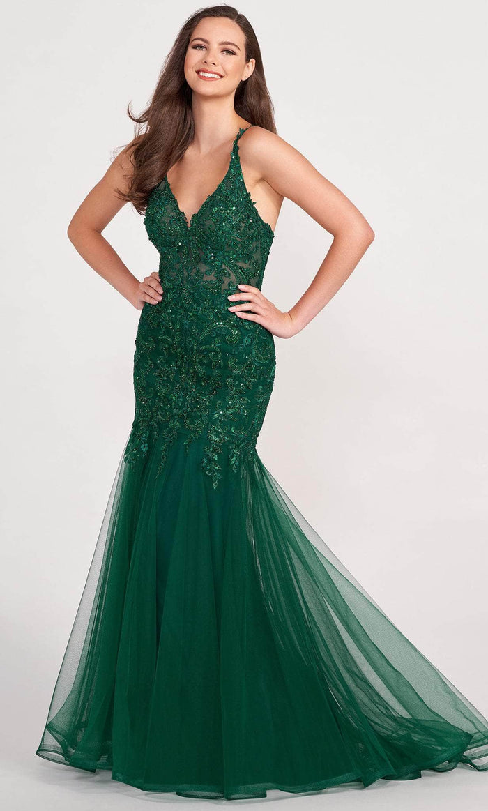 Ellie Wilde EW34099 - Stone accent Sleeveless Evening Dress Evening Dresses 00 / Emerald