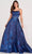 Ellie Wilde EW34106 - Sleeveless Metallic Sequined Ballgown Ball Gowns 00 / Navy