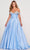 Ellie Wilde EW34118 - Off Shoulder Corseted A-line Dress Prom Dresses 00 / Lt.Blue