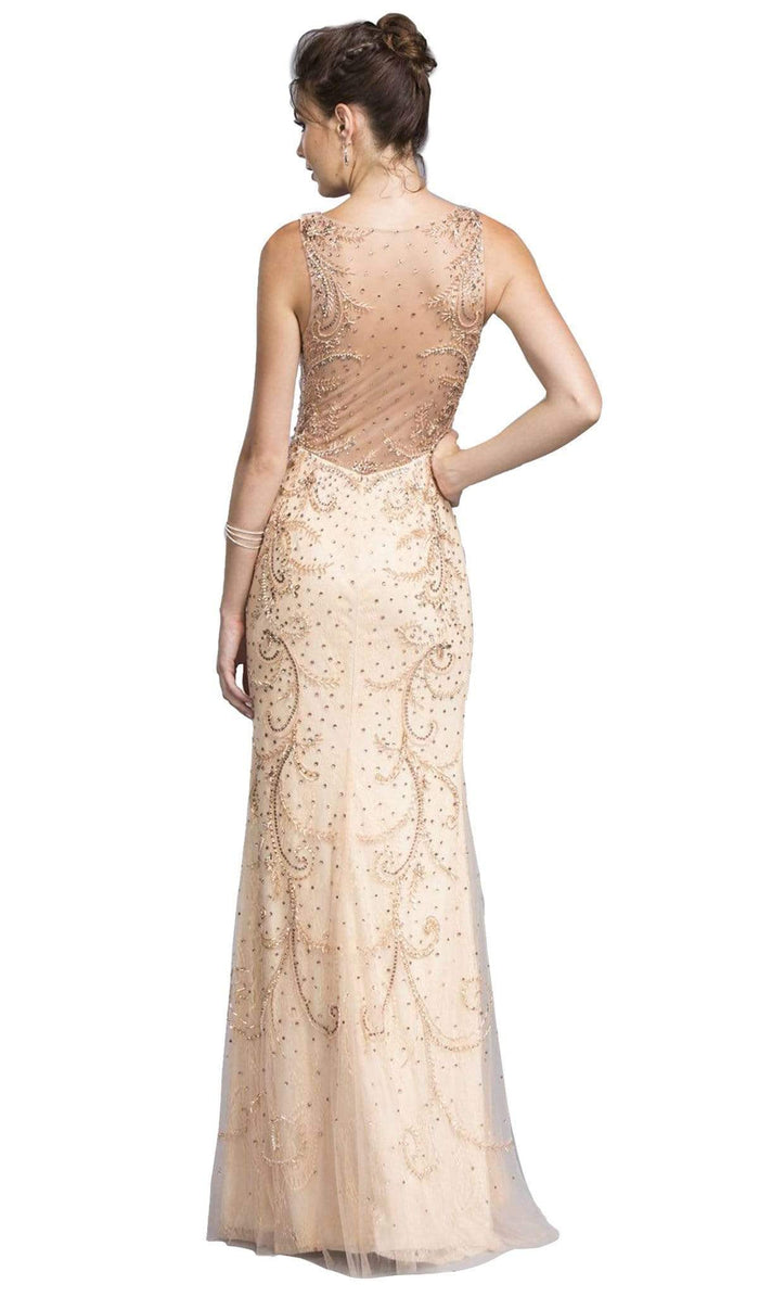 Embellished Bateau Neck Sheath Evening Dress Dress XXS / Nude