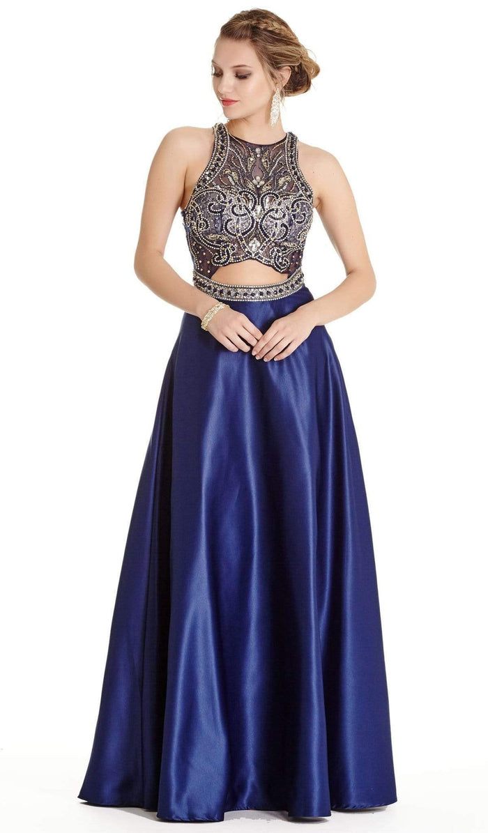 Embellished Halter Evening Ballgown Ball Gowns XXS / Navy