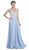 Embellished Plunging V-neck A-line Evening Dress Dress XXS / Perry Blue