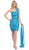 Eureka Fashion - 2280 One Shoulder Pleated Charmeuse Cocktail Dress Special Occasion Dress XS / Turquoise