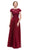 Eureka Fashion - 4909-4XL Illusion Short Sleeve Applique Chiffon Dress Special Occasion Dress XS / Burgundy