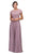 Eureka Fashion - 4909-4XL Illusion Short Sleeve Applique Chiffon Dress Special Occasion Dress XS / Mocha