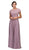 Eureka Fashion - 4909 Illusion Short Sleeve Appliqued Chiffon Dress Special Occasion Dress XS / Mocha