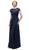 Eureka Fashion - 4909 Illusion Short Sleeve Appliqued Chiffon Dress Special Occasion Dress XS / Navy